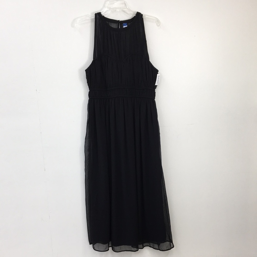 Old Navy Sleeveless Chifton Crinkle Maxi Dress Black Size M NEW With Tags